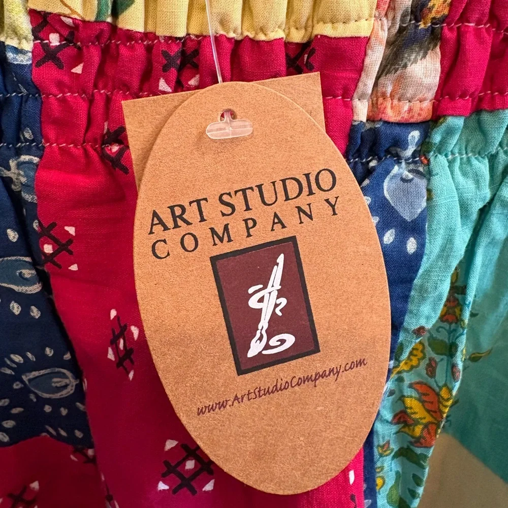 NWT Art Studio Company Sari Cotton Patchwork Jogger Pants Women’s L/XL - Picture 4 of 16